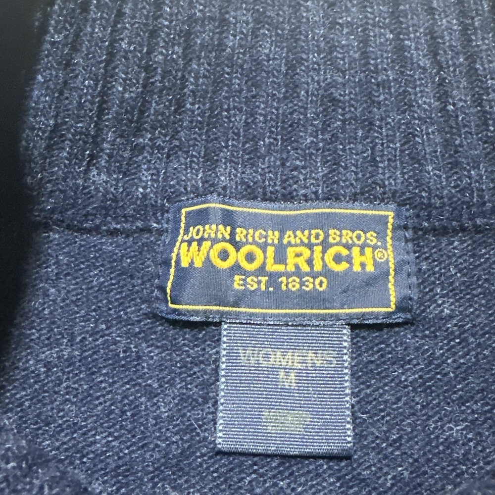 Woolrich Vest Vintage Medium Women Blue Wool Embroidered Bear Fish Hand Sewn Zip - Picture 2 of 8